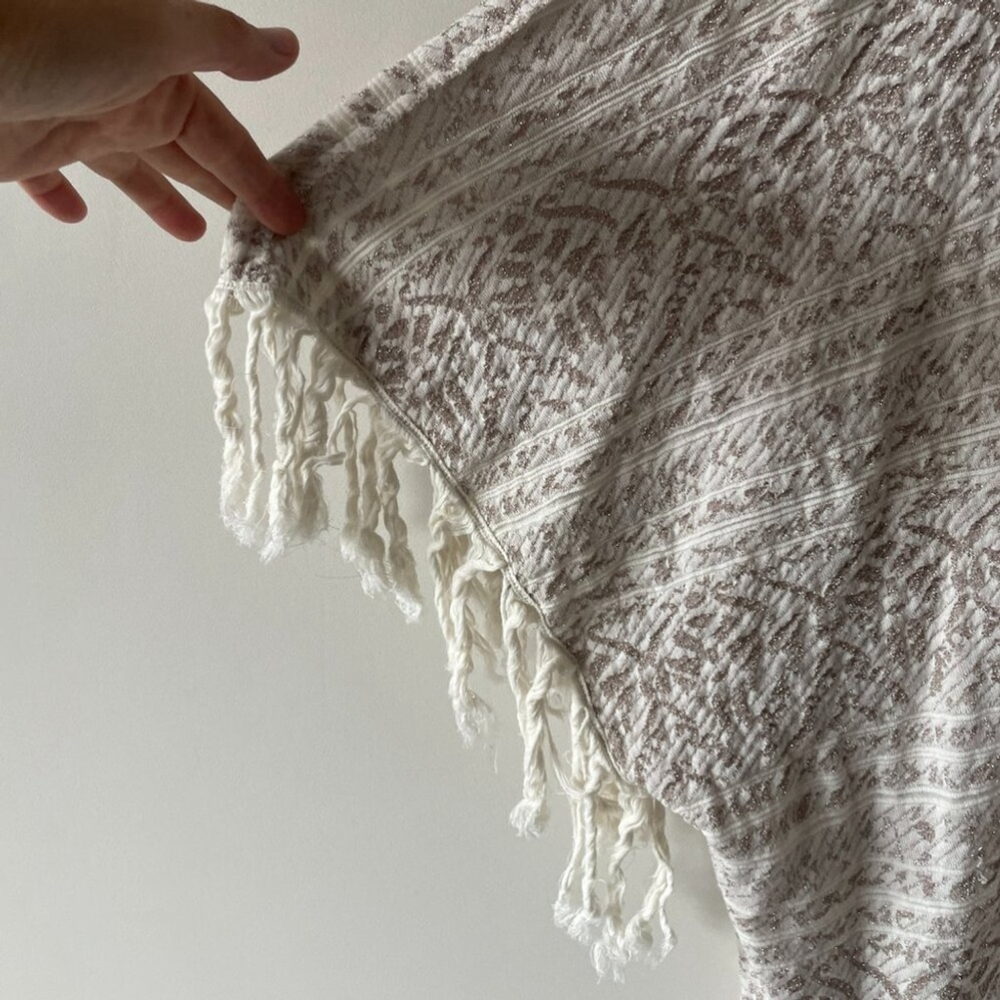 Free People Fringe Open Front Aztec Pattern Mid Length Kimono Gold Small - Picture 6 of 9